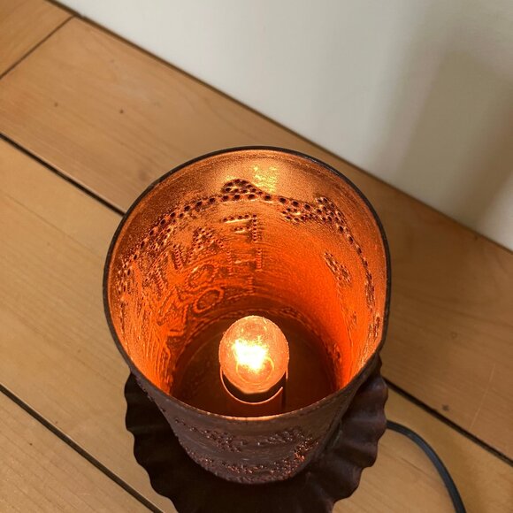 Punched Tin Nightlight Lamp Faith Hope Love Vintage Hand Crafted 5.75" tall - Picture 13 of 14